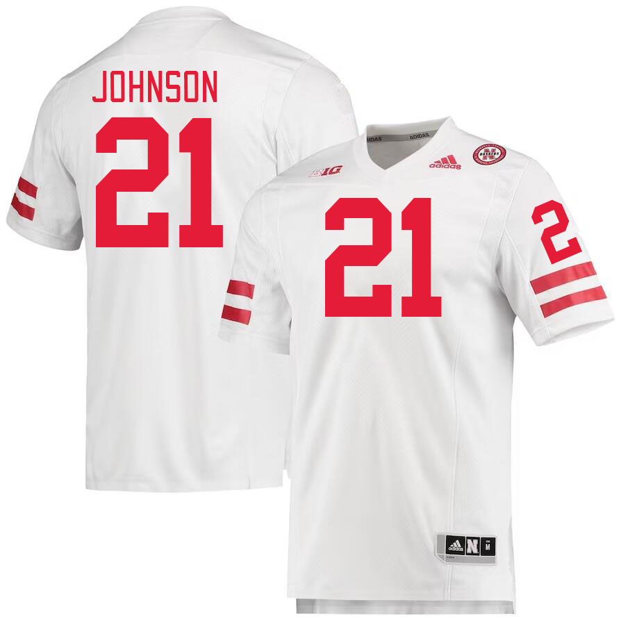 #21 Emmett Johnson Nebraska Cornhuskers Jerseys Football Stitched-White